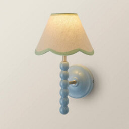 Valuelights Bobbin Blue Wall Light With Green Trim Scallop Shade - thumbnail 3