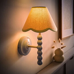 Valuelights Bobbin Blue Wall Light With Green Trim Scallop Shade - thumbnail 2