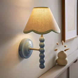 Valuelights Bobbin Blue Wall Light With Green Trim Scallop Shade - thumbnail 1
