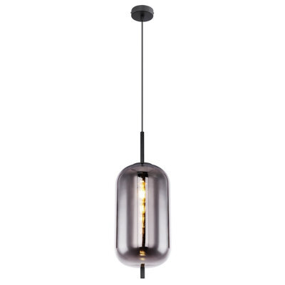 Luminosa Lighting Luminosa Blacky Slim Pendant Ceiling Light Black Glass Shade 1X E27 - image 1