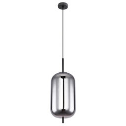 Luminosa Lighting Luminosa Blacky Slim Pendant Ceiling Light Black Glass Shade 1X E27 - thumbnail 2