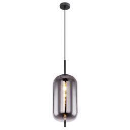 Luminosa Lighting Luminosa Blacky Slim Pendant Ceiling Light Black Glass Shade 1X E27 - thumbnail 1