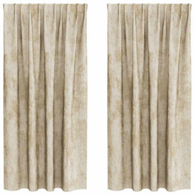 Berkfield Classic Curtain With Curtains 2 Pcs Cream 175 X 140 Cm Velvet
