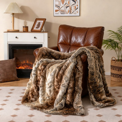 Costway 760Gsm Fluffy Faux Fur Throw Blanket 203 X 153 Cm Faux Raccoon Fur Blanket - image 1