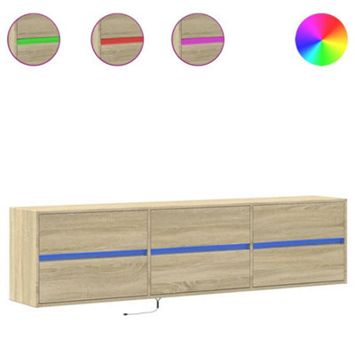 Berkfield Durable Tv Wall Cabinet With Led Sonoma Oak 180X31X45 Cm - image 1