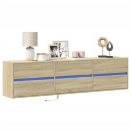 Berkfield Durable Tv Wall Cabinet With Led Sonoma Oak 180X31X45 Cm - thumbnail 2