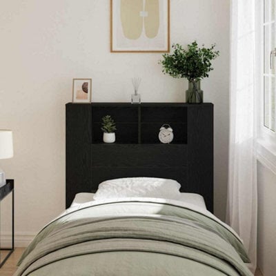 Berkfield Headboard Cabinet Black Oak 100X19X104.5 Cm Made Of Engineered Wood - image 1