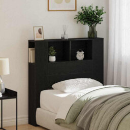 Berkfield Headboard Cabinet Black Oak 100X19X104.5 Cm Made Of Engineered Wood - thumbnail 4
