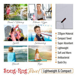 Snug Rug Microfibre Beach Towel Super Absorbent Quick Drying Lightweight Large 80 X 160Cm - Dapple Grey - thumbnail 5