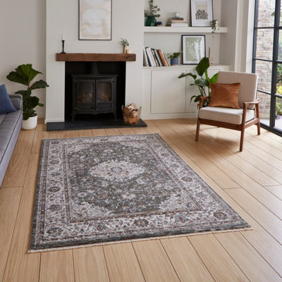 Green Traditional Abstract Bordered 10mm Thick Stain-Resistant Rug For Bedroom, Living Room, Dining Room-80Cm X 300Cm (Runner) - image 1