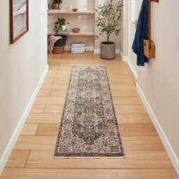 Green Traditional Abstract Bordered 10mm Thick Stain-Resistant Rug For Bedroom, Living Room, Dining Room-80Cm X 300Cm (Runner) - thumbnail 2