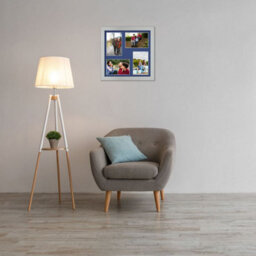 AK Frames 12X12 Silver Modern Multi Photo Frame With Blue Mount - Holds 4 Apertures (4X) 6X4 Photos - thumbnail 3