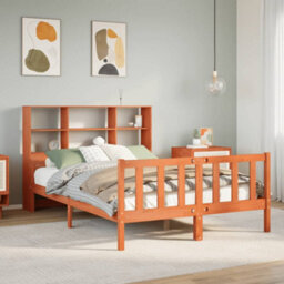 Berkfield Bookcase Bed Without Mattress Wax Brown 160X200 Cm Solid Wood - thumbnail 1