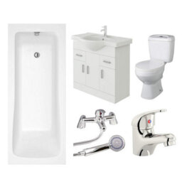 Veebath Sophia 1700mm Bath Vanity Unit, Toilet & Taps Bathroom Suite - thumbnail 1