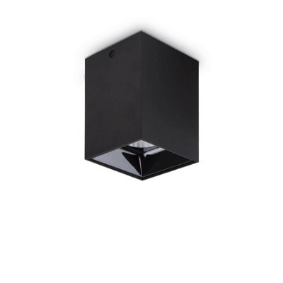 Ideal Lux Luminosa Nitro Led 1 Light Square Surface Mounted Downlight Black