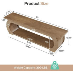 160 Cm Modern Wooden Entryway Bench With Open Shoe Storage Shelves For Hallway - thumbnail 2