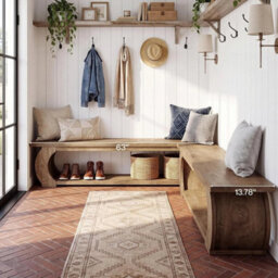 160 Cm Modern Wooden Entryway Bench With Open Shoe Storage Shelves For Hallway - thumbnail 6