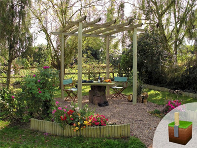 Edecks Traditional Wooden Garden Pergola (W 2700mm X D 2700mm) With Concrete In Posts (2.7M) - image 1