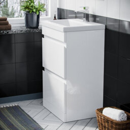 Nes Home Hardie 500mm 2 Drawer White Vanity Cabinet And Basin Sink Unit Floor Standing - thumbnail 5