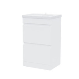 Nes Home Hardie 500mm 2 Drawer White Vanity Cabinet And Basin Sink Unit Floor Standing - thumbnail 7