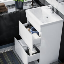 Nes Home Hardie 500mm 2 Drawer White Vanity Cabinet And Basin Sink Unit Floor Standing - thumbnail 6