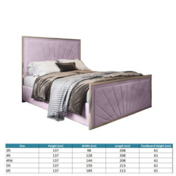 Roxy Upholstered Soft Velvet Metal Pink Bed Frame - thumbnail 4