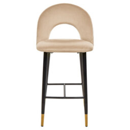 Beliani Set Of 2 Bar Chairs Falton Velvet Beige - thumbnail 5