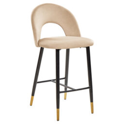 Beliani Set Of 2 Bar Chairs Falton Velvet Beige - thumbnail 4