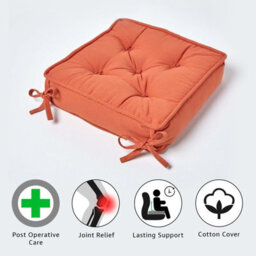 Homescapes Terracotta Cotton Dining Chair Booster Cushion - thumbnail 3