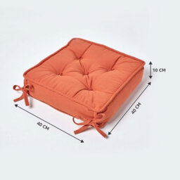 Homescapes Terracotta Cotton Dining Chair Booster Cushion - thumbnail 2
