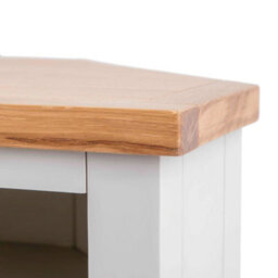 Farro Grey 90Cm Corner Tv  Unit - Fully Assembled - Painted With Oak Top By Roseland Furniture - thumbnail 6