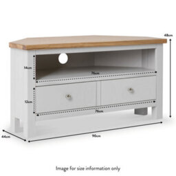Farro Grey 90Cm Corner Tv  Unit - Fully Assembled - Painted With Oak Top By Roseland Furniture - thumbnail 5