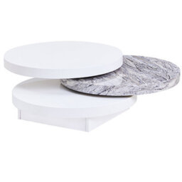 Furniture in Fashion Triplo Round Rotating Coffee Table With Melange Marble Effect - thumbnail 4