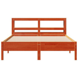 Berkfield Bed Frame Without Mattress Wax Brown 140X190 Cm Solid Wood Pine - thumbnail 4