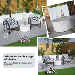 Abrihome Garden Concrete Round Coffee Table, White Side Table For Outdoor Indoor - thumbnail 8