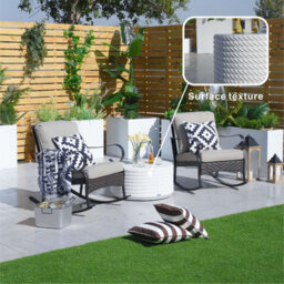 Abrihome Garden Concrete Round Coffee Table, White Side Table For Outdoor Indoor - thumbnail 9