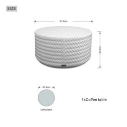 Abrihome Garden Concrete Round Coffee Table, White Side Table For Outdoor Indoor - thumbnail 3