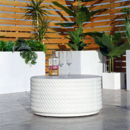 Abrihome Garden Concrete Round Coffee Table, White Side Table For Outdoor Indoor - thumbnail 5