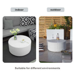 Abrihome Garden Concrete Round Coffee Table, White Side Table For Outdoor Indoor - thumbnail 2