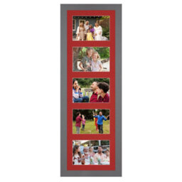 AK Frames 26X8 Dark Grey Modern Multi Photo Frame With Crimson Mount - Holds 5 Apertures (5X) 6X4 Photos - thumbnail 1