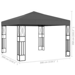 Berkfield Gazebo 3X3 M Anthracite Fabric - thumbnail 5