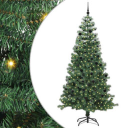 Vidaxl Christmas Tree With 300 Leds With Stand Green 240 Cm Pvc - thumbnail 1