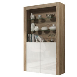 Creative Furniture Spectrum Display Cabinet 170Cm - Oak & White Gloss Doors - thumbnail 8