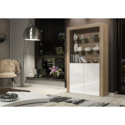 Creative Furniture Spectrum Display Cabinet 170Cm - Oak & White Gloss Doors - thumbnail 6