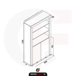 Creative Furniture Spectrum Display Cabinet 170Cm - Oak & White Gloss Doors - thumbnail 7