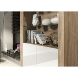 Creative Furniture Spectrum Display Cabinet 170Cm - Oak & White Gloss Doors - thumbnail 4