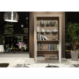 Creative Furniture Spectrum Display Cabinet 170Cm - Oak & White Gloss Doors - thumbnail 3