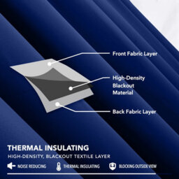 Aspire Homeware Navy Plain Blackout Curtains Room Darkening Pencil Pleat Curtain Pair (W) 228Cm X (D)228Cm With Tie Back Pair - thumbnail 2