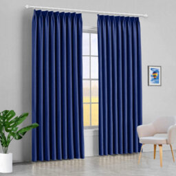 Aspire Homeware Navy Plain Blackout Curtains Room Darkening Pencil Pleat Curtain Pair (W) 228Cm X (D)228Cm With Tie Back Pair - thumbnail 8