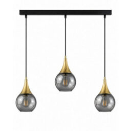 Luminosa Lighting Luminosa Lacrima Bar Pendant Ceiling Light Black, Gold Smoky Glass Shade 3X E27 - thumbnail 1